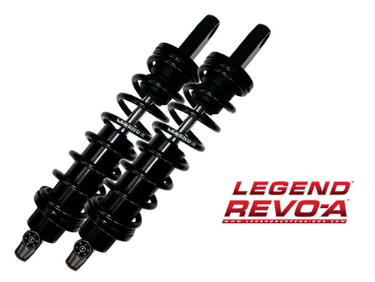 REVO-A Series, 14in. Adjustable Rear Shock Absorbers - Black. Fits Dyna 1991-2017. - Legend Suspension