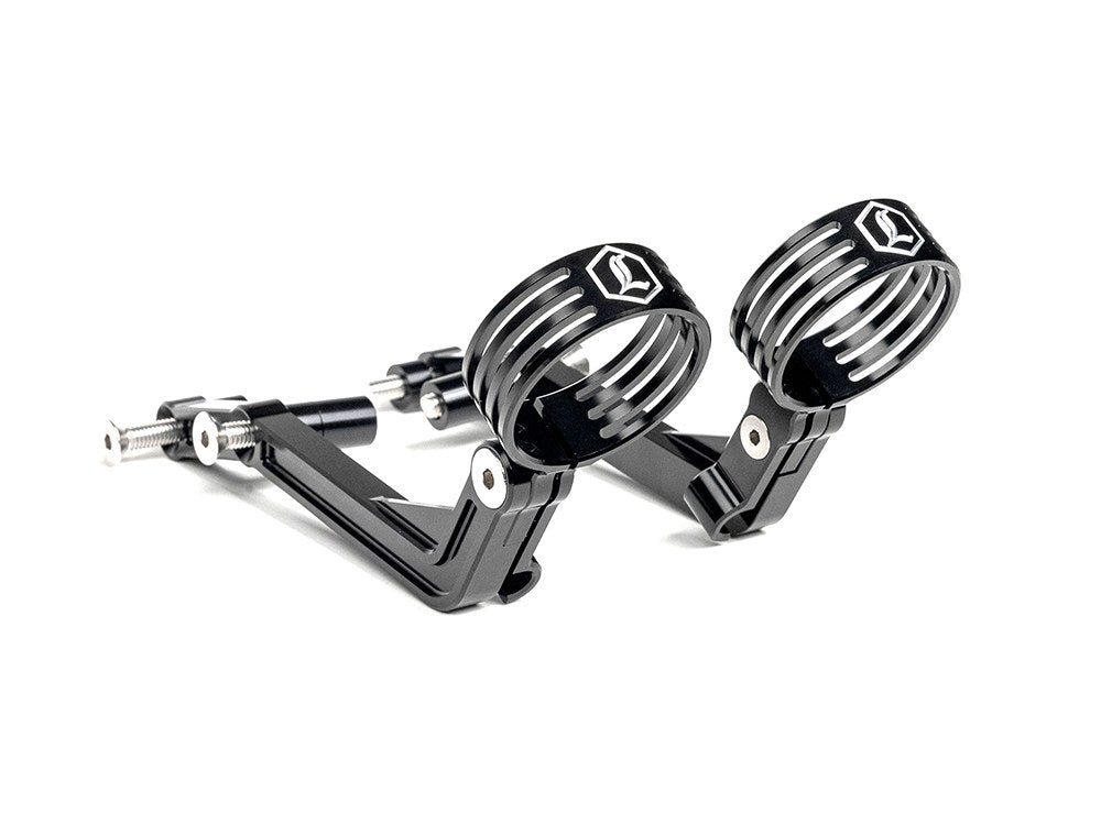 Revo ARC Remote Reservoir External Billet Mounting Brackets - Black. Fits Touring 2014-2024 - Legend Suspension