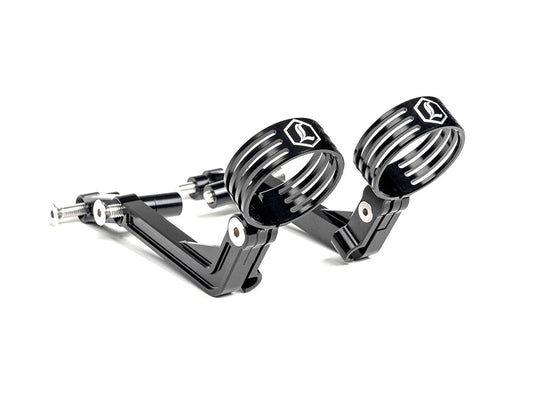 Revo ARC Remote Reservoir External Billet Mounting Brackets - Black. Fits Touring 2014-2024 - Legend Suspension