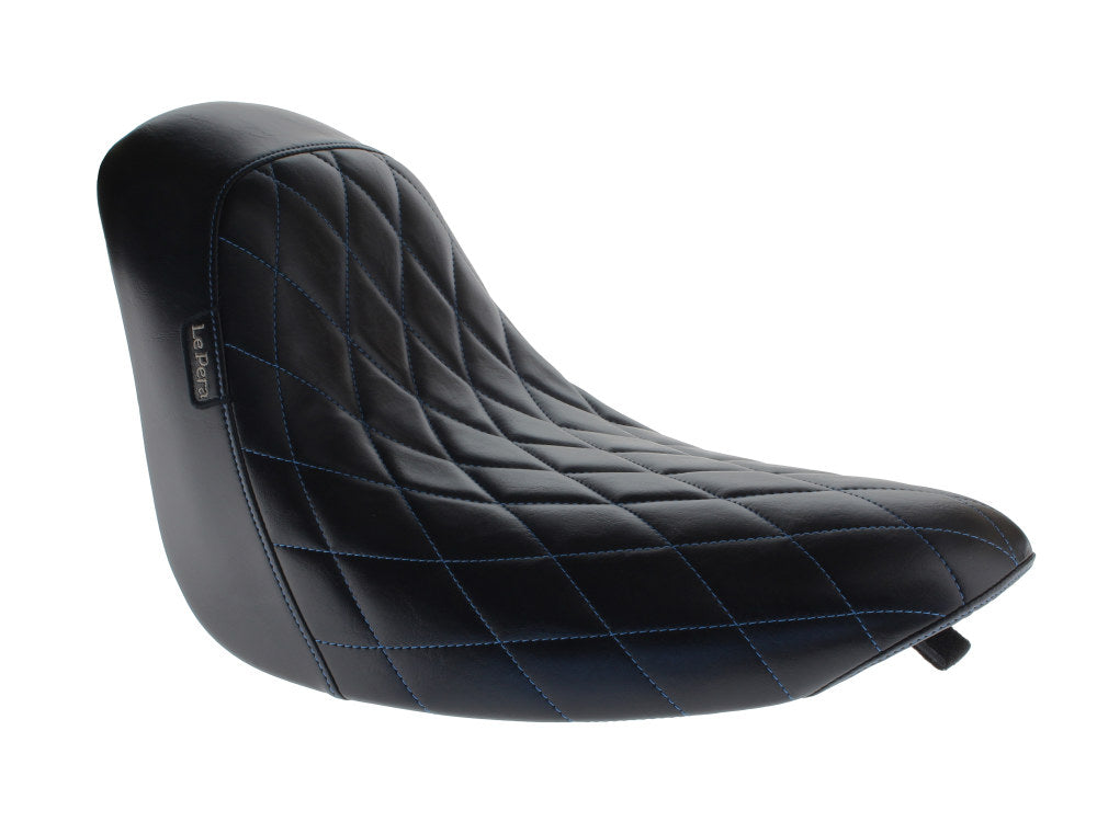Bare Bones Solo Seat with Blue Diamond Stitch. Fits Softail 2006-2017 with 200 OEM Rear Tyre. - LePera Seats