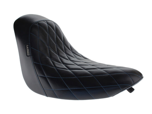 Bare Bones Solo Seat with Blue Diamond Stitch. Fits Softail 2006-2017 with 200 OEM Rear Tyre. - LePera Seats