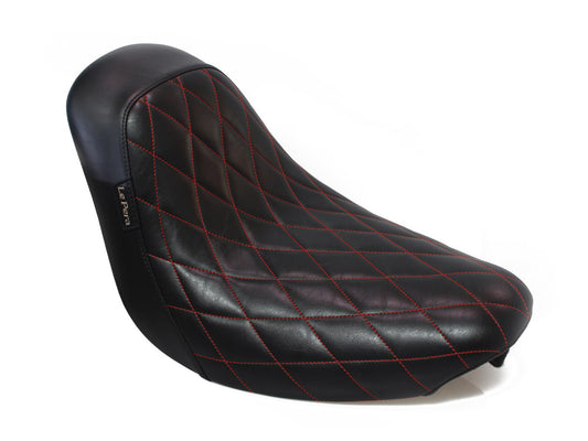 Bare Bones Solo Seat with Red Diamond Stitch. Fits Softail 2006-2017 with 200 OEM Rear Tyre. - LePera Seats