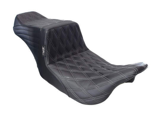 TailWhip Dual Seat with Gun Metal Grey Double Diamond Stitch. Fits Most Touring 2008-2024 - LePera Seats