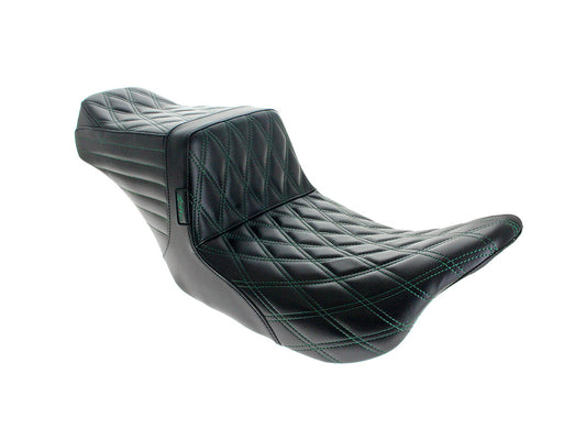 TailWhip Dual Seat with Green Double Diamond Stitch. Fits Most Touring 2008-2024 - LePera Seats
