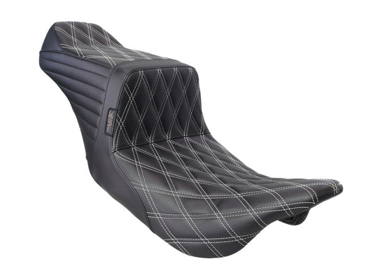 TailWhip Dual Seat with White Double Diamond Stitch. Fits Most Touring 2008-2024 - LePera Seats