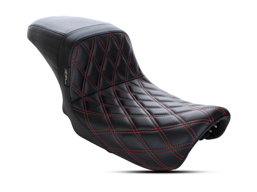 Kickflip Dual Seat with Red Double Diamond Stitch. Fits Dyna 2006-2017. - LePera Seats