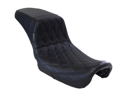 Kickflip Daddy Long Legs Dual Seat with Black Double Diamond Stitch - Extended Reach. Fits Dyna 2006-2017. - LePera Seats