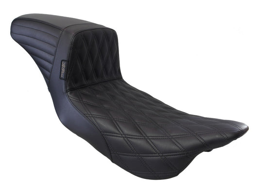 Kickflip Daddy Long Legs Dual Seat with Black Double Diamond Stitch - Extended Reach. Fits Most Touring 2008-2024 - LePera Seats