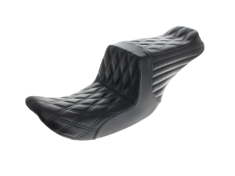 TailWhip Up Front Reduced Reach Dual Seat - Black Double Diamond Stitch. Fits Dyna 1996-2003 - LePera Seats