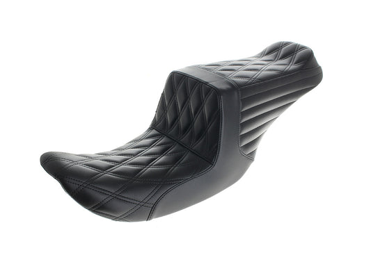 TailWhip Up Front Reduced Reach Dual Seat - Black Double Diamond Stitch. Fits Dyna 1996-2003 - LePera Seats