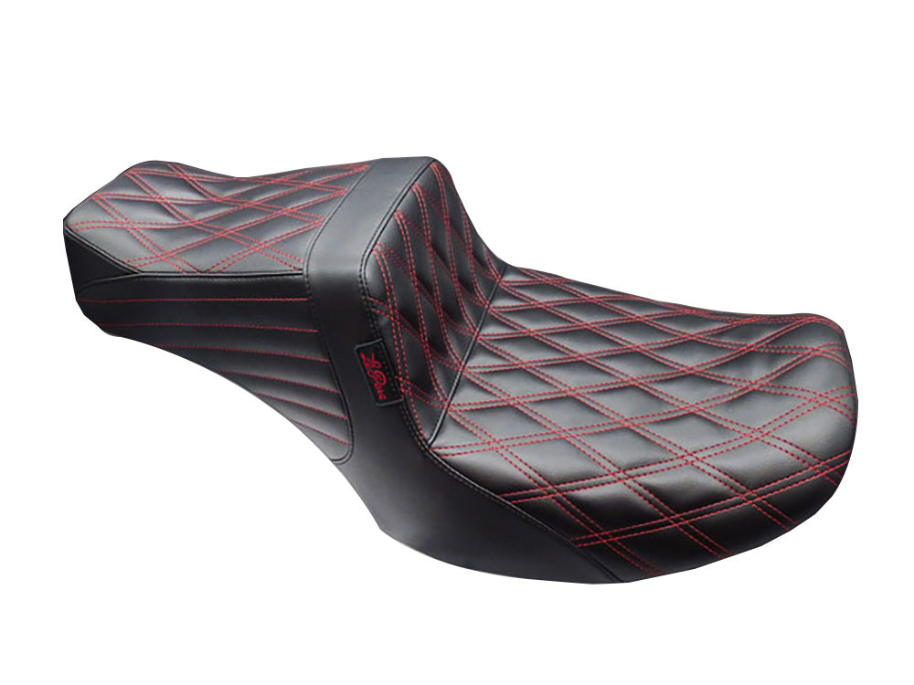TailWhip Dual Seat with Red Double Diamond Stitch. Fits CVO Touring 2023up, Street Glide & Road Glide 2024up, Touring 2025up - LePera Seats