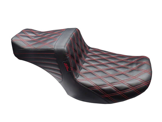 TailWhip Dual Seat with Red Double Diamond Stitch. Fits CVO Touring 2023up, Street Glide & Road Glide 2024up, Touring 2025up - LePera Seats