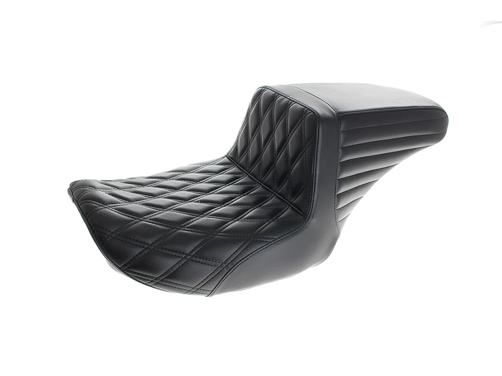 Kickflip Dual Seat with Black Double Diamond Stitch. Fits CVO Touring 2023up, Street Glide & Road Glide 2024up, Touring 2025up - LePera Seats