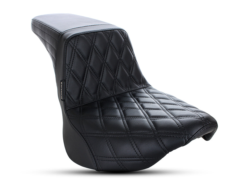 Kickflip Dual Seat with Black Double Diamond Stitch. Fits Softail Slim & Street Bob 2018up & Standard 2020up. - LePera Seats