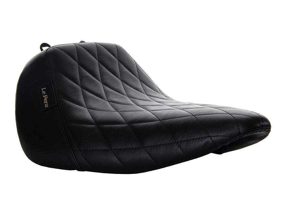 Bare Bones Solo Seat with Black Diamond Stitch. Fits Fatboy 2018up & Breakout 2023up - LePera Seats