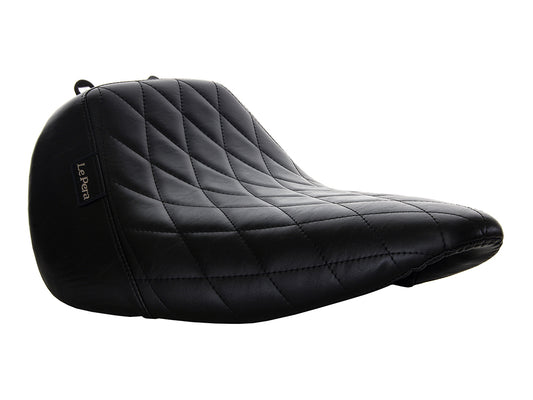 Bare Bones Solo Seat with Black Diamond Stitch. Fits Fatboy 2018up & Breakout 2023up - LePera Seats