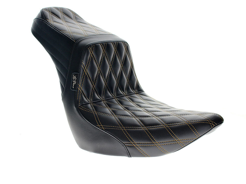 TailWhip Dual Seat with Gold Diamond Stitch. Fits Sport Glide & Low Rider 2018up & Low Rider S 2020up. - LePera Seats
