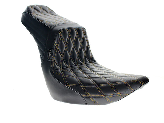 TailWhip Dual Seat with Gold Diamond Stitch. Fits Sport Glide & Low Rider 2018up & Low Rider S 2020up. - LePera Seats