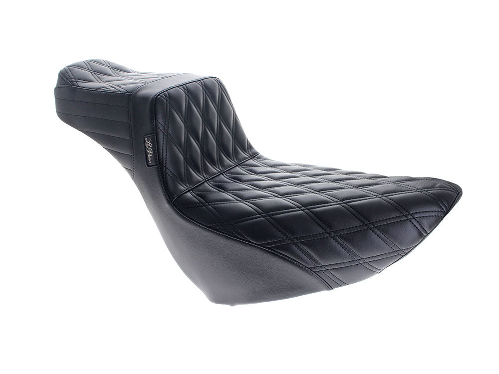 TailWhip Daddy Long Legs Dual Seat with Black Double Diamond Stitch - Extended Reach. Fits Sport Glide & Low Rider 2018up & Low Rider S 2020up. - LePera Seats