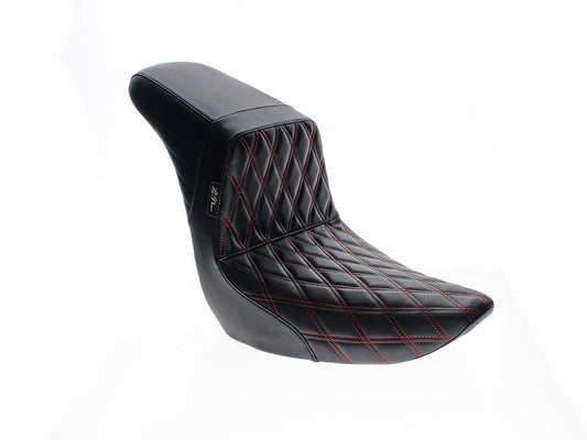 KickFlip Dual Seat with Red Double Diamond Stitch. Fits Sport Glide & Low Rider 2018up & Low Rider S 2020up. - LePera Seats