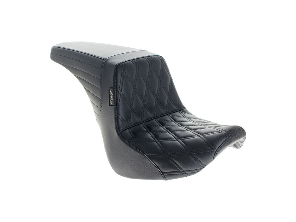 Kickflip Up Front Reduced Reach Dual Seat with Black Double Diamond Stitch. Fits Softail Slim & Street Bob 2018up & Standard 2020up. - LePera Seats