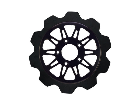 11.8in. Front Omega Crown Disc Rotor - Black Band & Black Carrier. Fits Dyna 2006-2017, Softail 2015up, Sportster 2014-2021 & Some Touring 2008up. - Lyndall Brakes