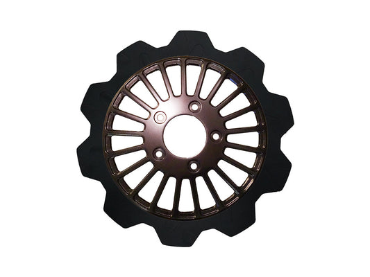 11.8in. Front Breakout Crown Disc Rotor - Black Band & Black Carrier. Fits Dyna 2006-2017, Softail 2015up, Sportster 2014-2021 & Some Touring 2008up. - Lyndall Brakes