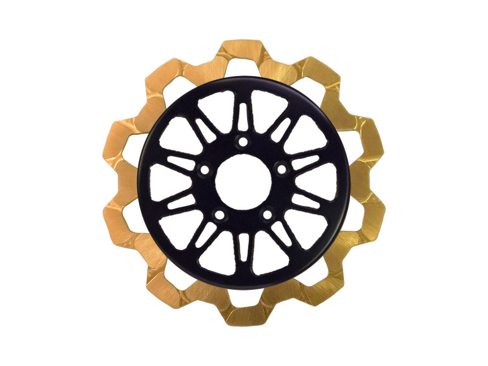 11.5in. Rear Omega Bow-Tie Disc Rotor - Gold Band & Black Carrier. Fits Big Twin 2000up & Sportster 2000-2010. - Lyndall Brakes