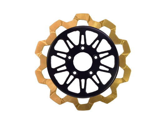 11.5in. Rear Omega Bow-Tie Disc Rotor - Gold Band & Black Carrier. Fits Big Twin 2000up & Sportster 2000-2010. - Lyndall Brakes