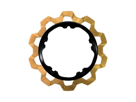 11.8in. Front Bow-Tie Disc Rotor - Gold Band & Black Carrier. Fits V-Rod & Dyna 2006-2017 Models with OEM Cast Wheel. - Lyndall Brakes