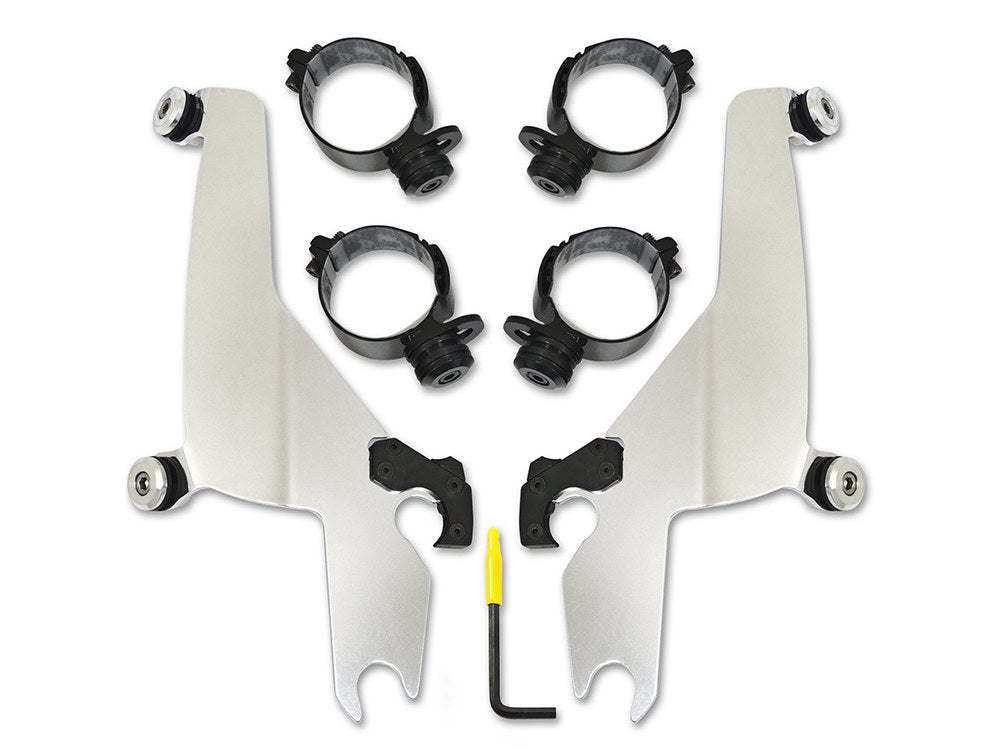 Polished Sportshield Trigger-Lock Mounting Hardware. Fits FX Softail 1984-2015 & Dyna Wide Glide 1993-2005. - Memphis Shades
