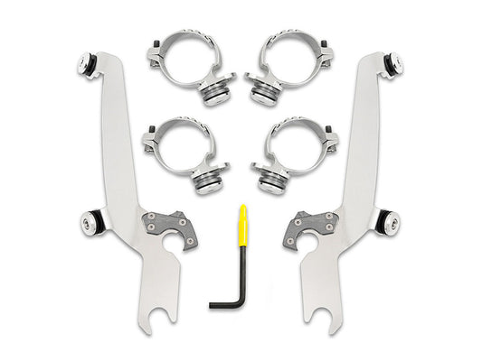 Polished Sportshield Trigger-Lock Mounting Hardware. Fits FL Softail 1986-2017 With Out Spotlight Bar. - Memphis Shades