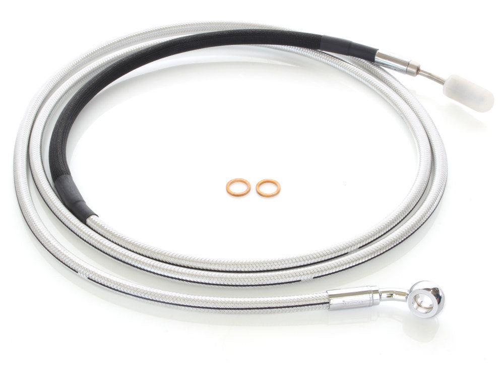 82in. Hydraulic Clutch Line with 10mm x 35 Degree Banjo - Sterling Chromite. Fits Touring & Softail 2017up Models with the Original H-D Hydraulic Clutch. - Magnum Shielding