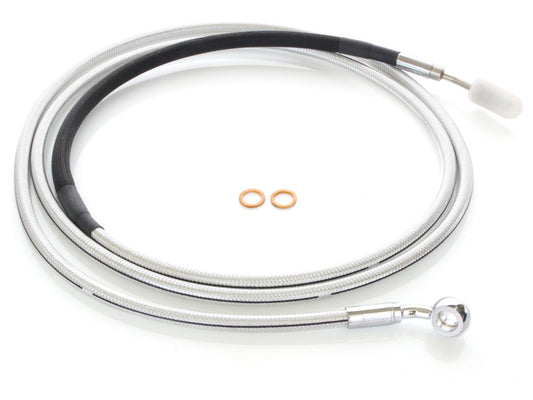 82in. Hydraulic Clutch Line with 10mm x 35 Degree Banjo - Sterling Chromite. Fits Touring & Softail 2017up Models with the Original H-D Hydraulic Clutch. - Magnum Shielding