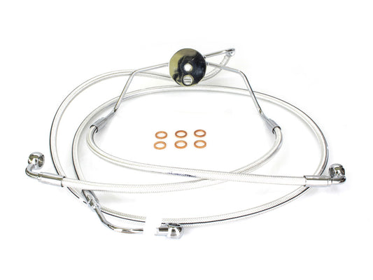 Lower Front Brake Line Assembley with T-Piece - Sterling Chromite. Fits Touring 2008-2013 with ABS & Dual Front Calipers. - Magnum Shielding
