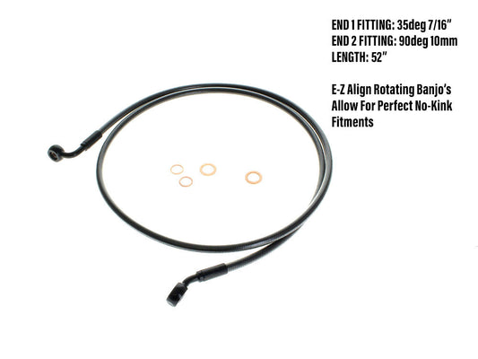 52in. E-Z Align Front Brake Line with 7/16in. x 35 Degree Banjo - Black Pearl. - Magnum Shielding