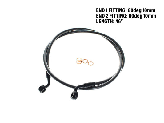 46in. E-Z Align Front Brake Line with 10mm x 60 Degree Banjo - Black Pearl. Fits Sportster 2004-2013. - Magnum Shielding