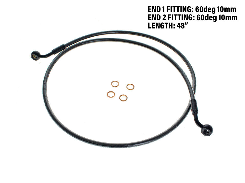 48in. E-Z Align Front Brake Line with 10mm x 60 Degree Banjo - Black Pearl. Fits Sportster 2004-2013. - Magnum Shielding