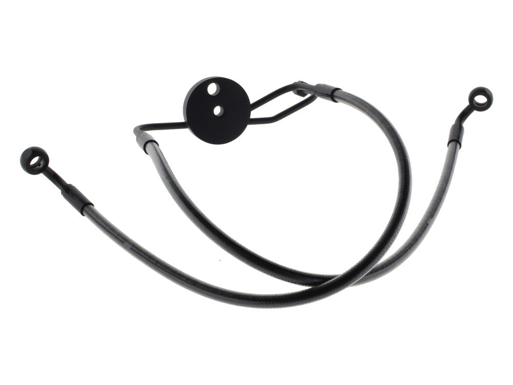 Lower Front Brake Line with T-Piece - Black Pearl. Fits Sportster & Dyna with Dual Front Calipers. - Magnum Shielding