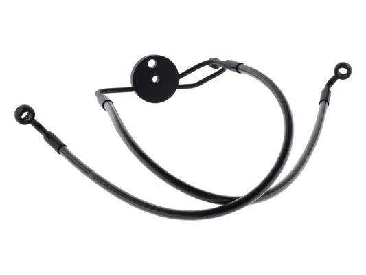 Lower Front Brake Line with T-Piece - Black Pearl. Fits Sportster & Dyna with Dual Front Calipers. - Magnum Shielding