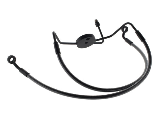 Lower Front Brake Line with T-Piece - Black Pearl. Fits Touring 1984-2007 with Dual Front Calipers. - Magnum Shielding