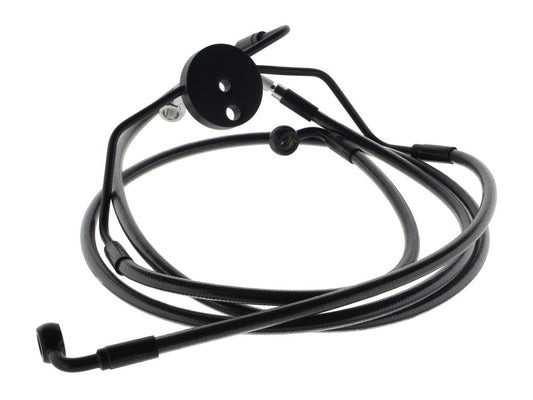 Lower Front Brake Line Assembley with T-Piece - Black Pearl. Fits Touring 2008-2013 with ABS & Dual Front Calipers. - Magnum Shielding