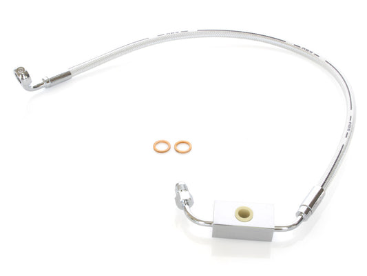 Stock Length Lower Front Brake Line - Sterling Chromite. Fits Dyna 2012-2017 - Magnum Shielding