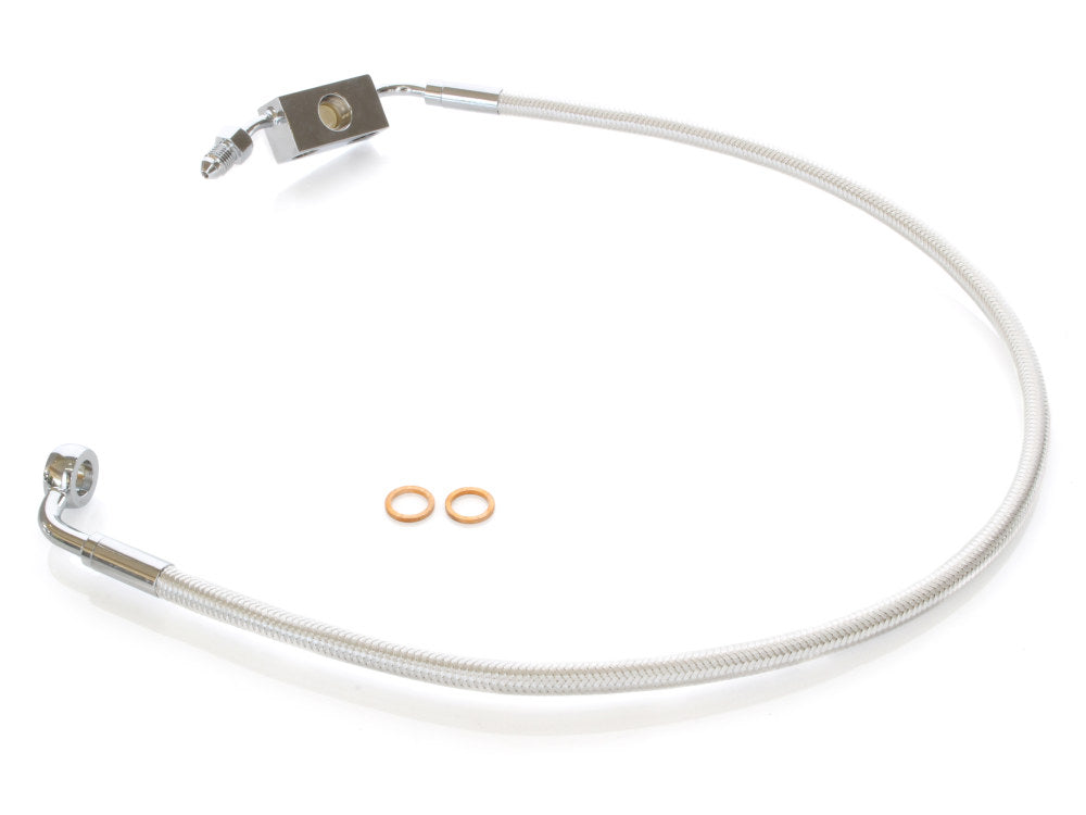 +4in. Over Length Lower Front Brake Line - Sterling Chromite. Fits Dyna 2012-2017 - Magnum Shielding