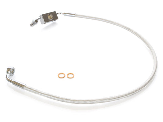 +4in. Over Length Lower Front Brake Line - Sterling Chromite. Fits Dyna 2012-2017 - Magnum Shielding