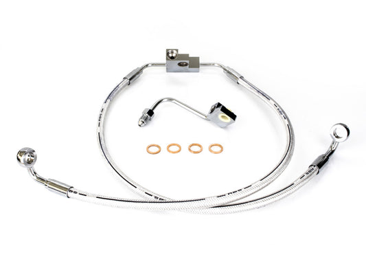 Stock Length Lower Front Brake Line - Sterling Chromite. Fits Dyna Fat Bob 2012-2017 & Dyna Low Rider 2014-2017 & Low Rider S 2016-2017 - Magnum Shielding