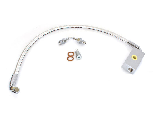 Stock Length Lower Front Brake Line - Sterling Chromite. Fits Softail 2018up - Magnum Shielding