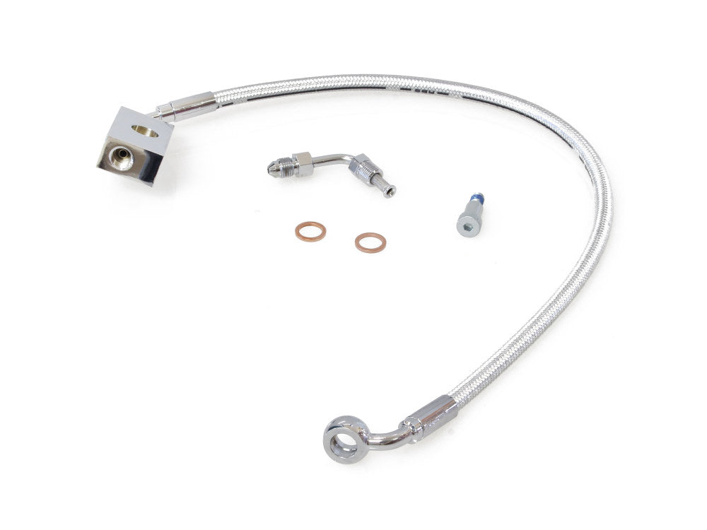 +2in. Length Lower Front Brake Line - Sterling Chromite. Fits Softail 2018up - Magnum Shielding