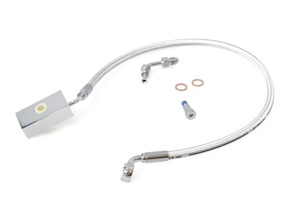 +6in. Length Lower Front Brake Line - Sterling Chromite. Fits Softail 2018up - Magnum Shielding