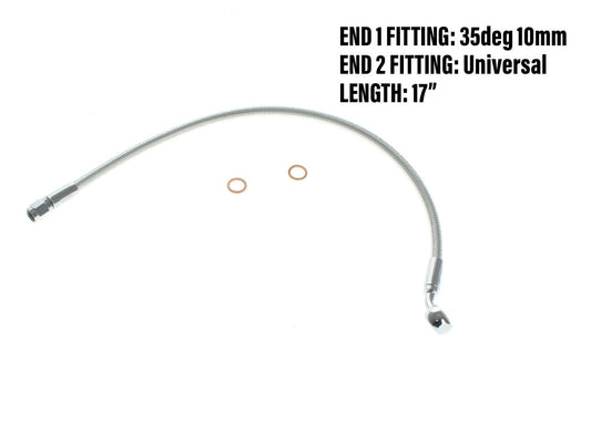 17in. Upper Front Brake Line with 10mm x 35 Degree Banjo & Sterling Chromite Finish. - Magnum Shielding